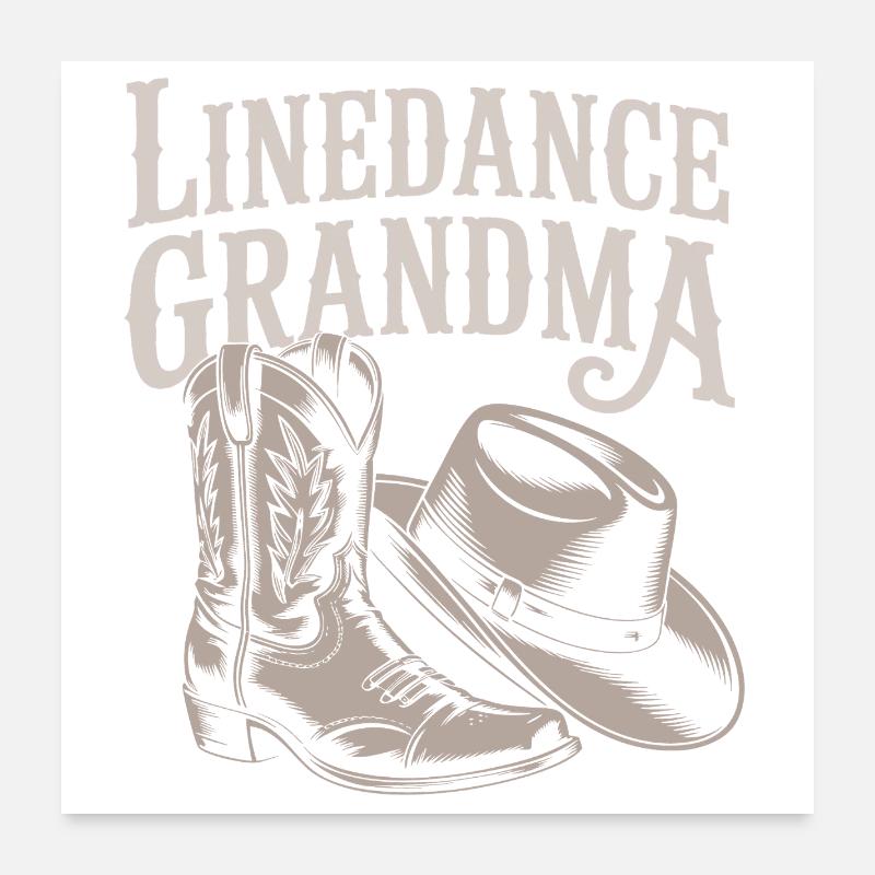 Linedance Oma Boots Hut Poster 60x60 cm