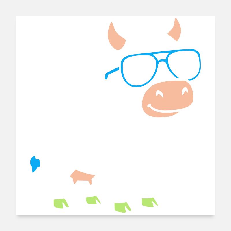 Cool Cow Sunglasses Abstract Vector Poster 24" x 24" (60x60 cm)
