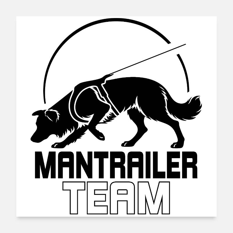 Équipe de Border Collie Mantrailer Chiens de Sport Poster 60 x 60 cm