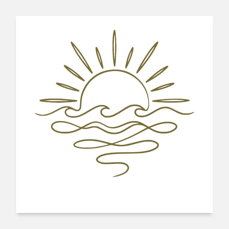 Soleil et mer bohèmes - Poster 60 x 60 cm - blanc