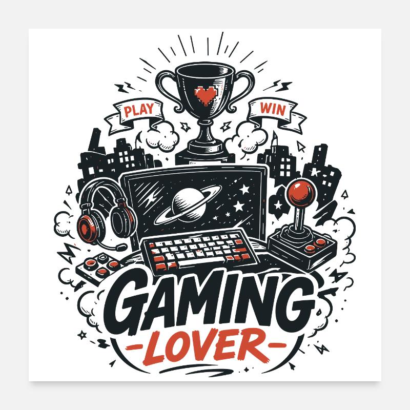 Manette rétro Gaming Lover Poster 60 x 60 cm
