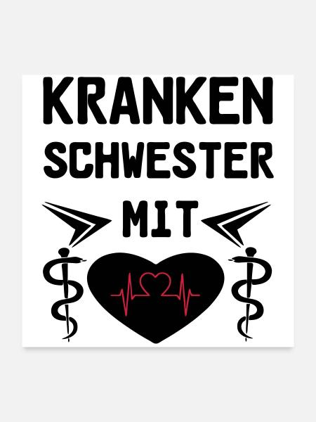 Krankenschwester mit Herz Medizin Geschenk - Poster 60x60 cm - Weiß - Vorne
