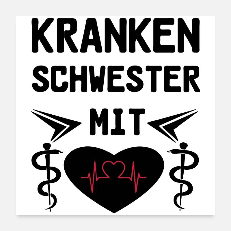 Krankenschwester mit Herz Medizin Geschenk - Poster 60x60 cm - Weiß