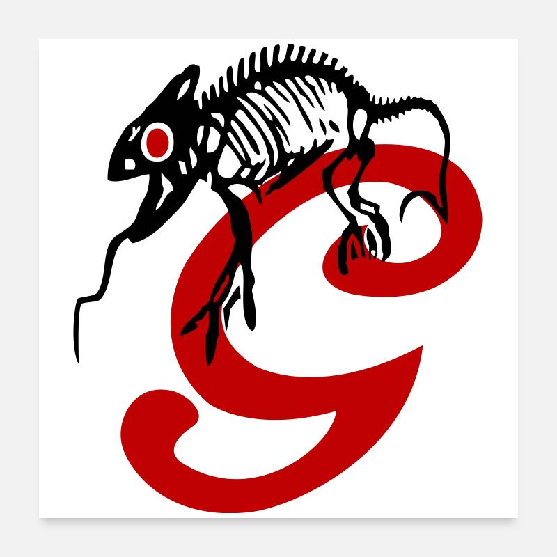 Gecko, lizard, initial Poster 24" x 24" (60x60 cm)