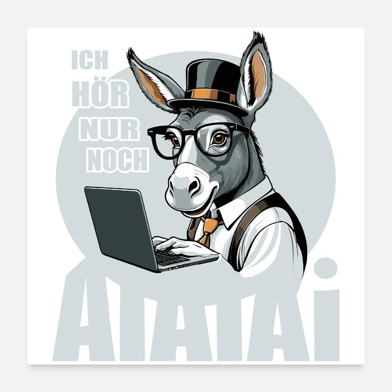 Ich hör nur noch AI AI AI - Poster 60x60 cm - Weiß
