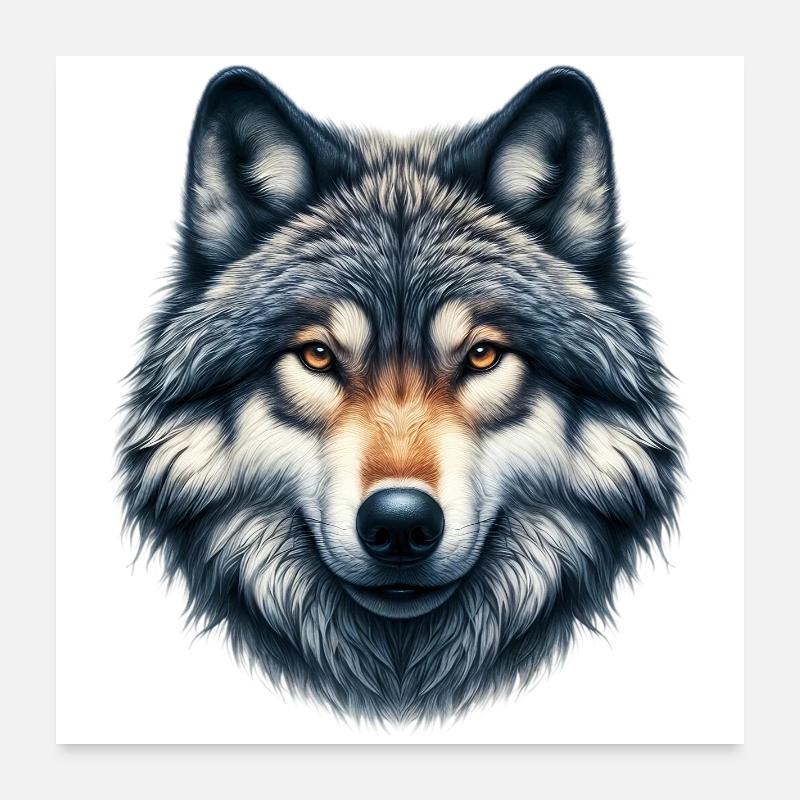 Wolf - Poster 60x60 cm - Weiß