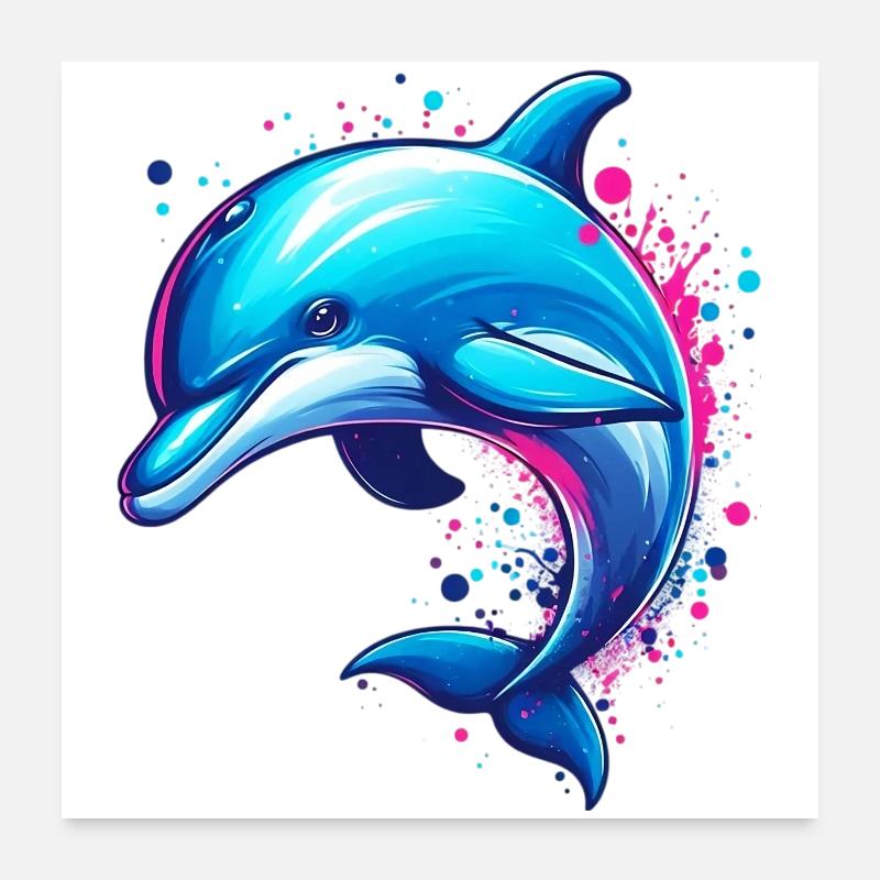 Delfin - Poster 60x60 cm - Weiß