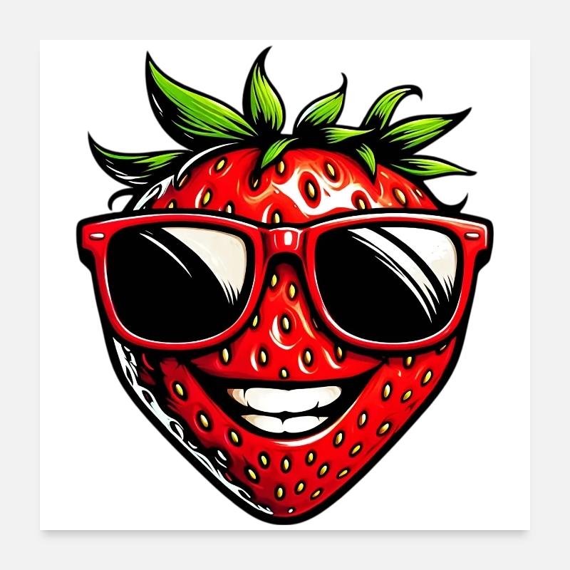 Strawberry with Sunglasses Poster 24" x 24" (60x60 cm)