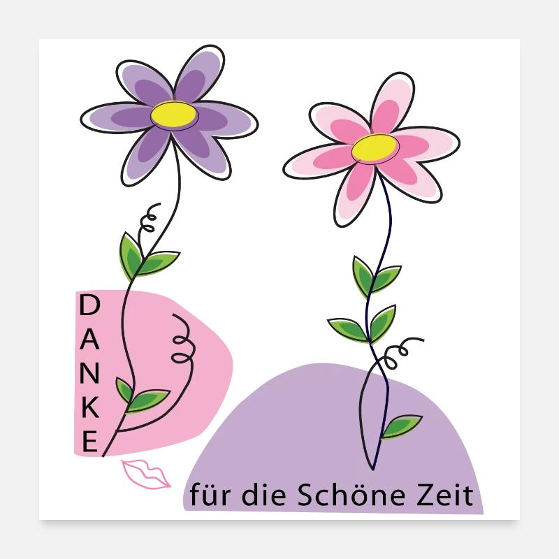Blumenmotiv mit Dankesbotschaft Poster 60x60 cm