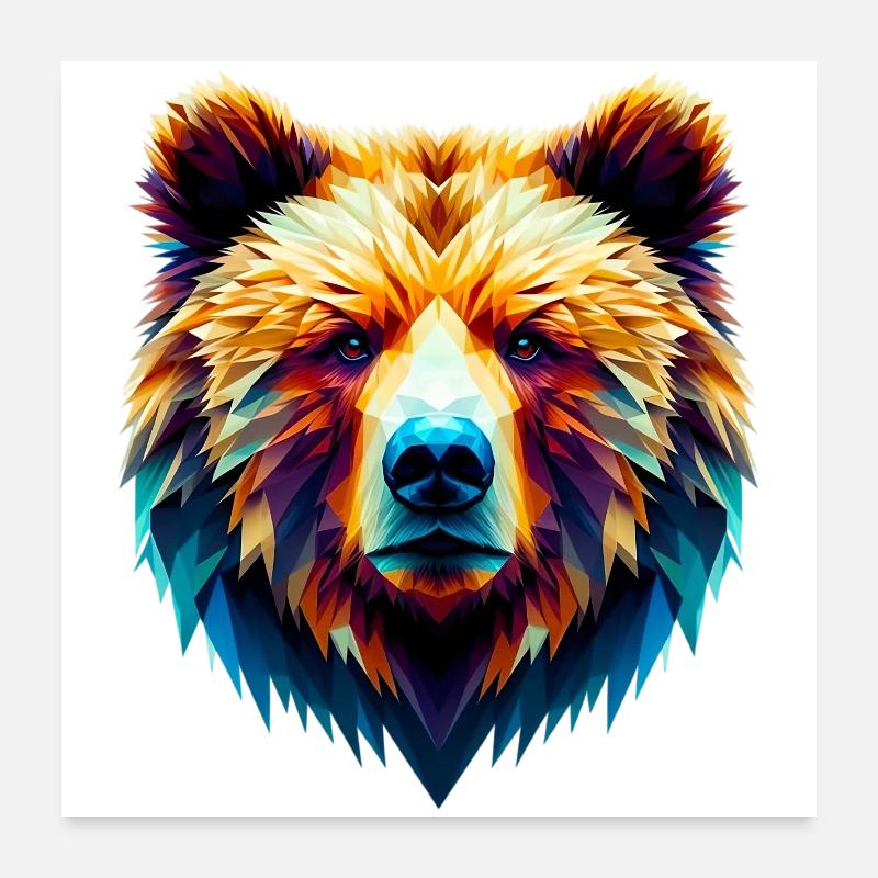 Polygonaler Bär Poster 60x60 cm