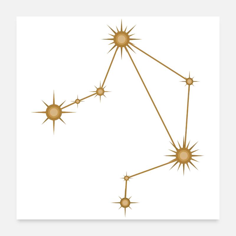 Constellation d’étoiles Balance Signe de naissance Doré Poster 60 x 60 cm