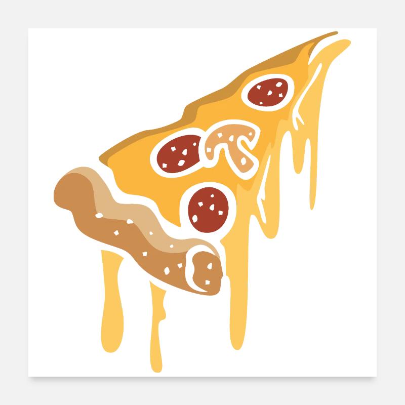 Tranche de dessin animé de pizza détrempée Poster 60 x 60 cm