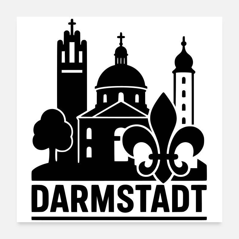 Silhouette de l’emprise de Darmstadt Poster 60 x 60 cm