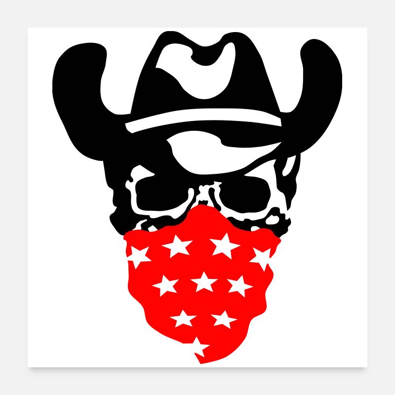 Cowboy Schädel Poster 60x60 cm