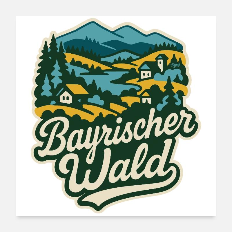 Bavarian Forest Landscape Poster 24" x 24" (60x60 cm)