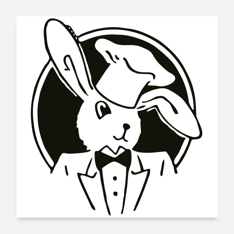 Chapeau de lapin - Poster 60 x 60 cm - blanc