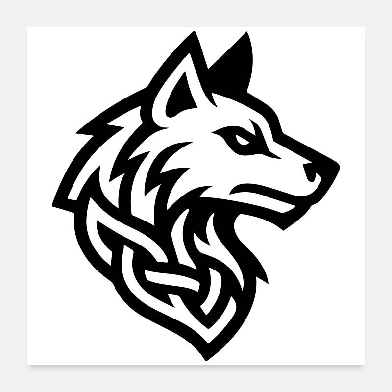 Wolf Kopf Wikinger Poster 60x60 cm