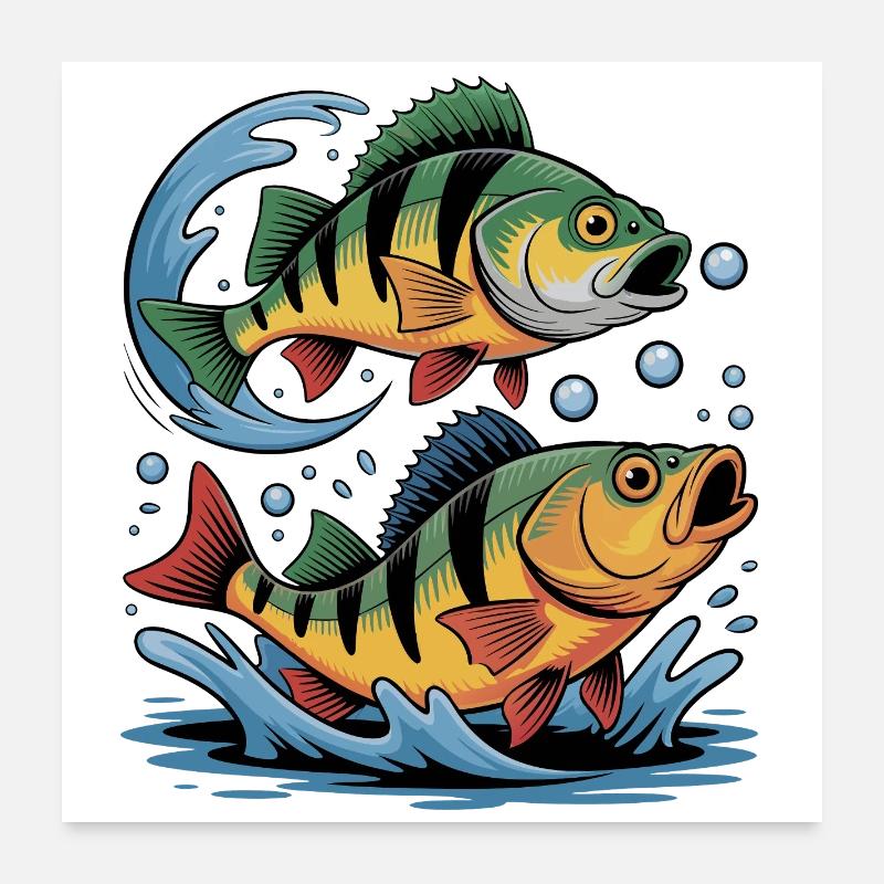 Two Perch – Angler Design for Sport Fishermen Poster 24" x 24" (60x60 cm)