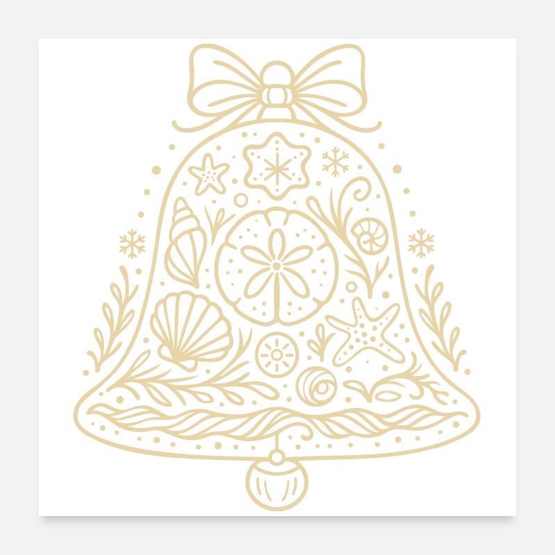 Maritime Christmas Bell with Shells & Starfish Poster 24" x 24" (60x60 cm)