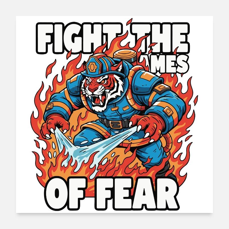 FireTiger Fighting Fear Poster 24" x 24" (60x60 cm)