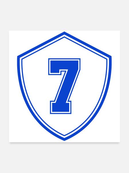 Blaues Sieben Shield Emblem - Poster 60x60 cm - Weiß - Vorne