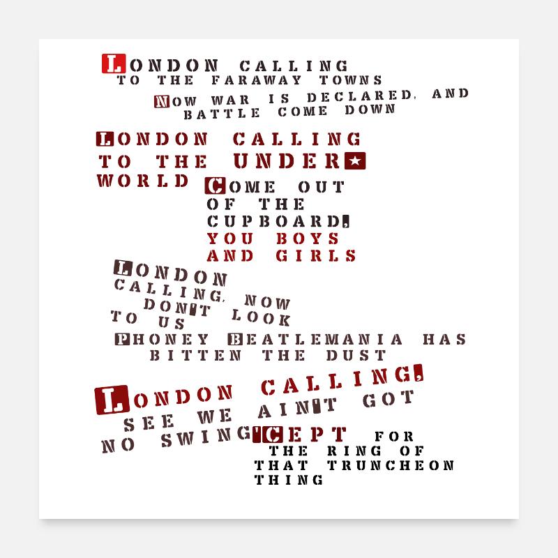 clash londres appel - Poster 60 x 60 cm - blanc