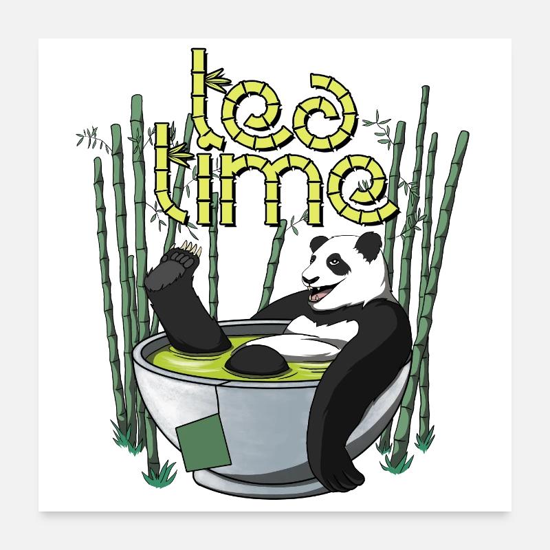 Tea Time - Der Tee-Moment des Pandas Poster 60x60 cm