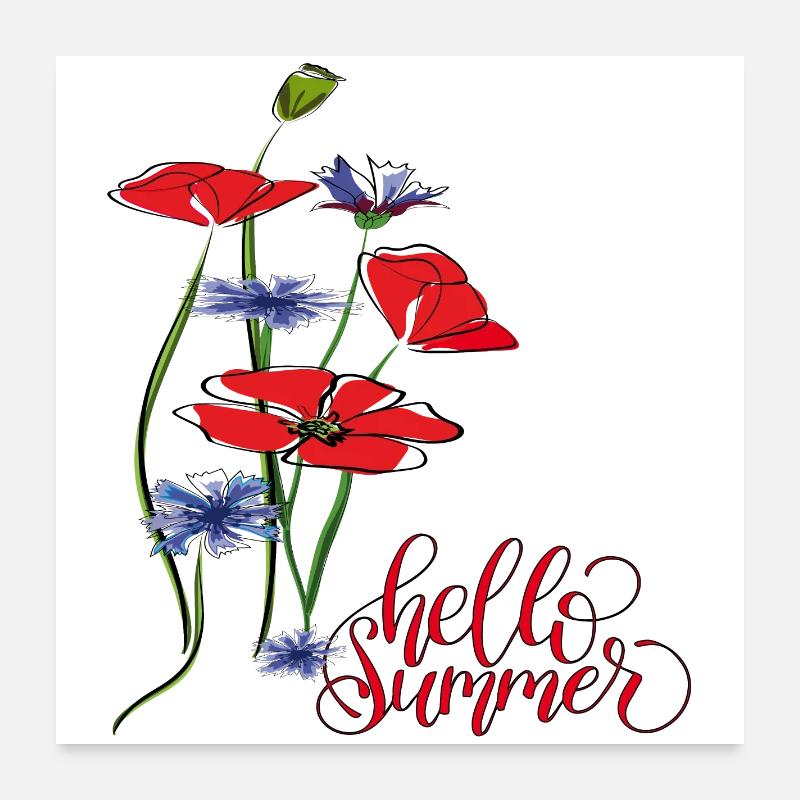 hello Summer - Poster 60x60 cm - Weiß