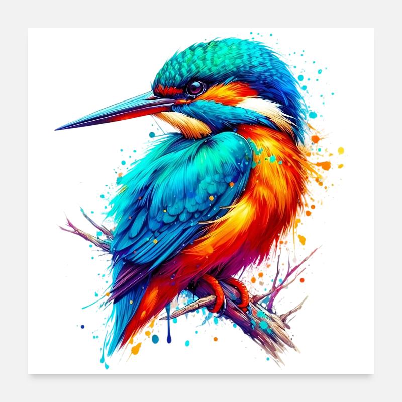 Eisvogel - Poster 60x60 cm - Weiß