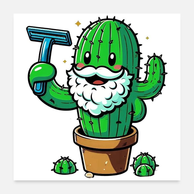Cactus rasiert sich den Bart Poster 60x60 cm