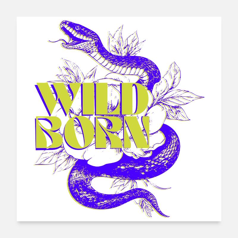 Conception de tatouage de serpent né sauvage Poster 60 x 60 cm