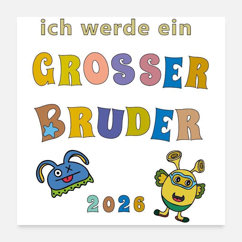 Ich werde großer Bruder 2026 Poster 60x60 cm