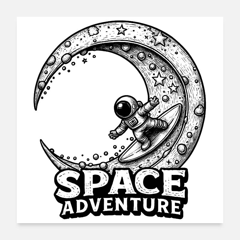 Cosmic Surf – Attraction d’aventure spatiale Poster 60 x 60 cm