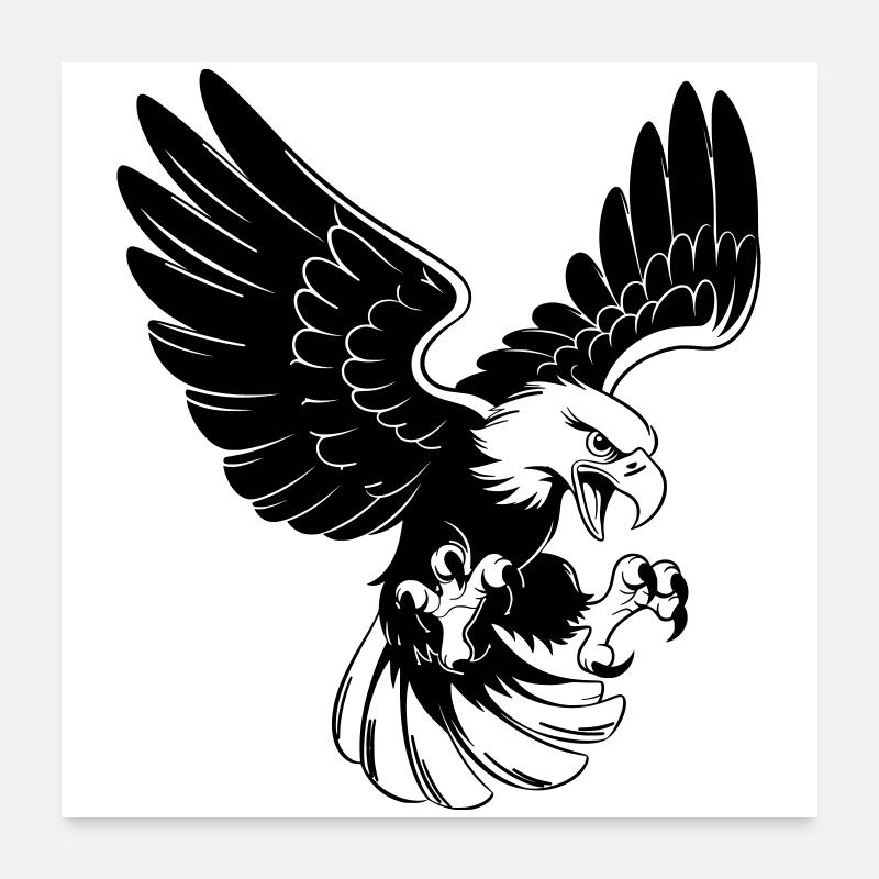 Adler im Angriff – Tattoo Stil Poster 60x60 cm