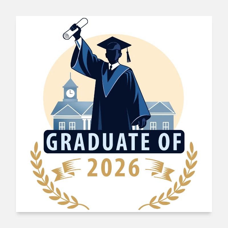 Graduate 2026 with a diploma Poster 24" x 24" (60x60 cm)