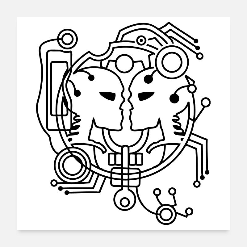 Cyber amour Skull Poster 60 x 60 cm