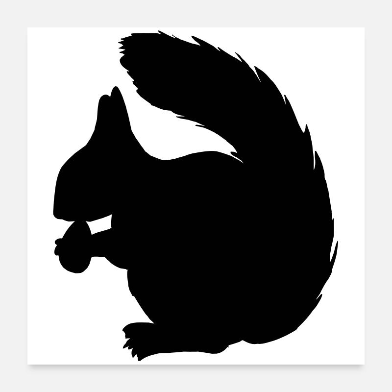 Eichhörnchen mit Nussschattenfigur Poster 60x60 cm
