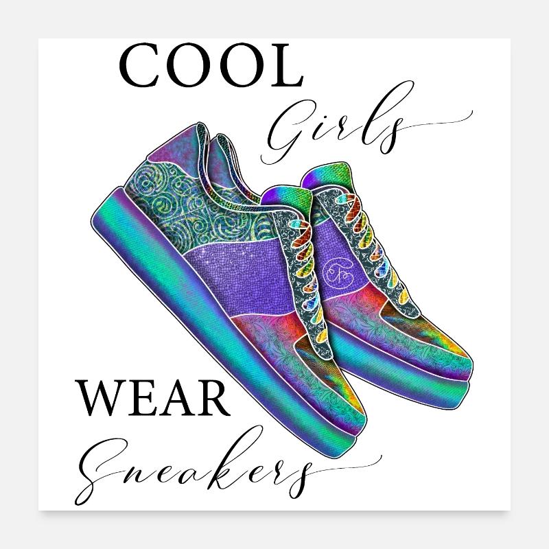 Baskets Les filles cool portent des baskets Chaussures de sport Poster 60 x 60 cm