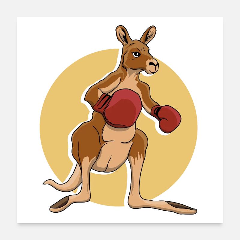 Känguru-Boxer - Poster 60x60 cm - Weiß