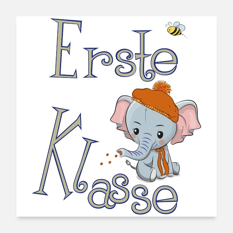 Première classe, éléphant Poster 60 x 60 cm
