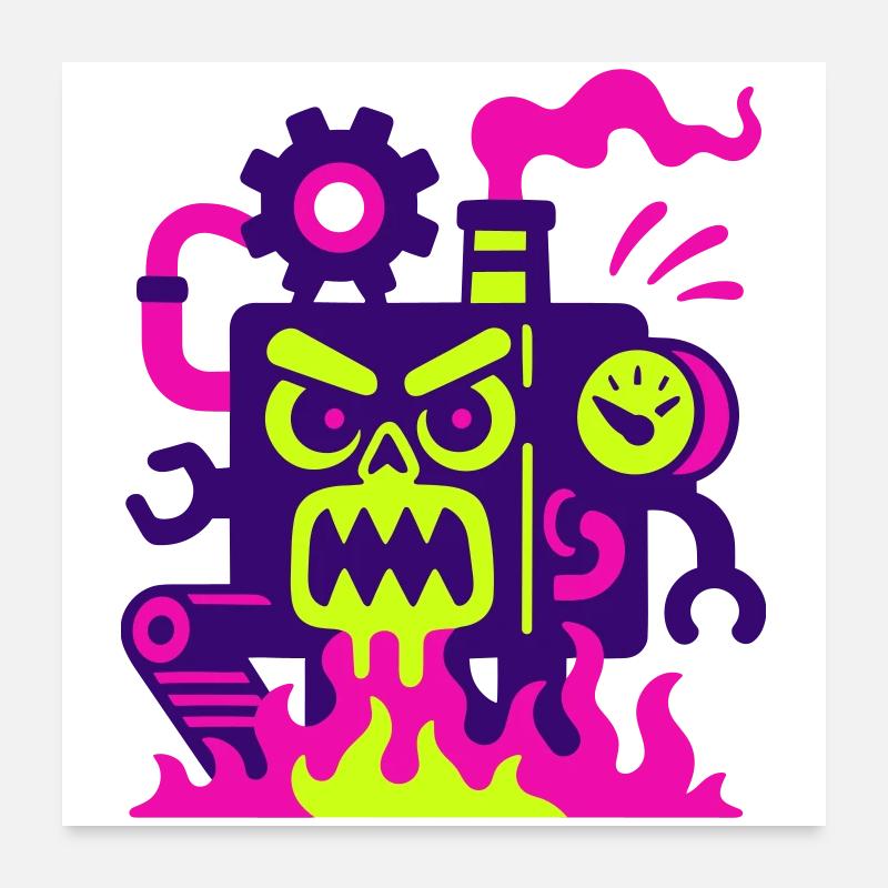 Monster Machine en feu Poster 60 x 60 cm