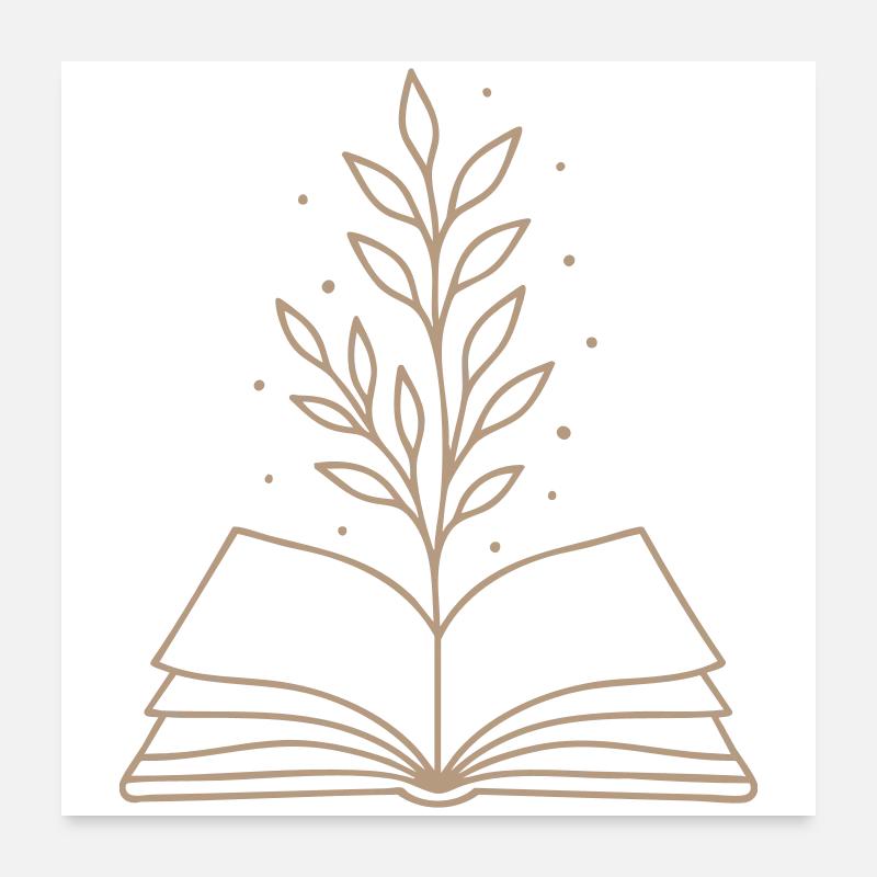 Magic Book Botanische Strichzeichnung Poster 60x60 cm