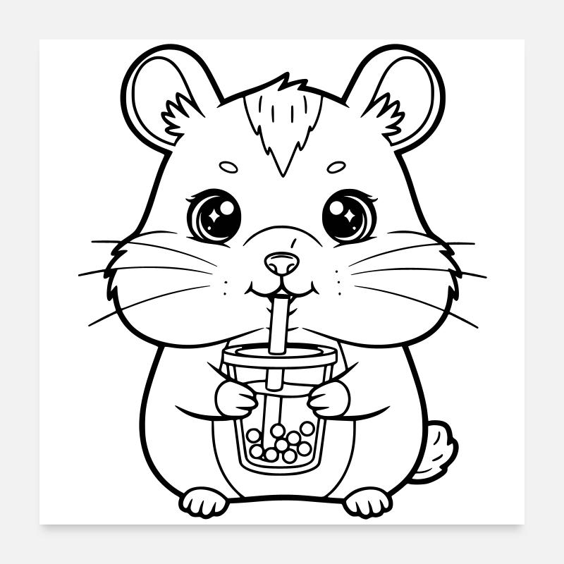 Hamster mit Becher Poster 60x60 cm