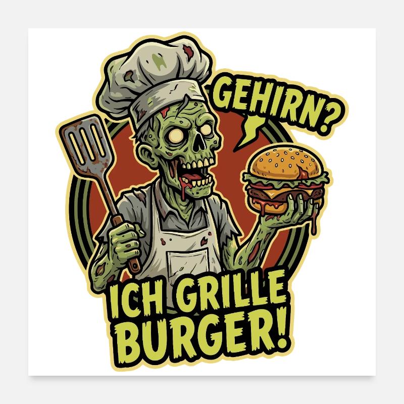 Burger grillé BrainChef Poster 60 x 60 cm