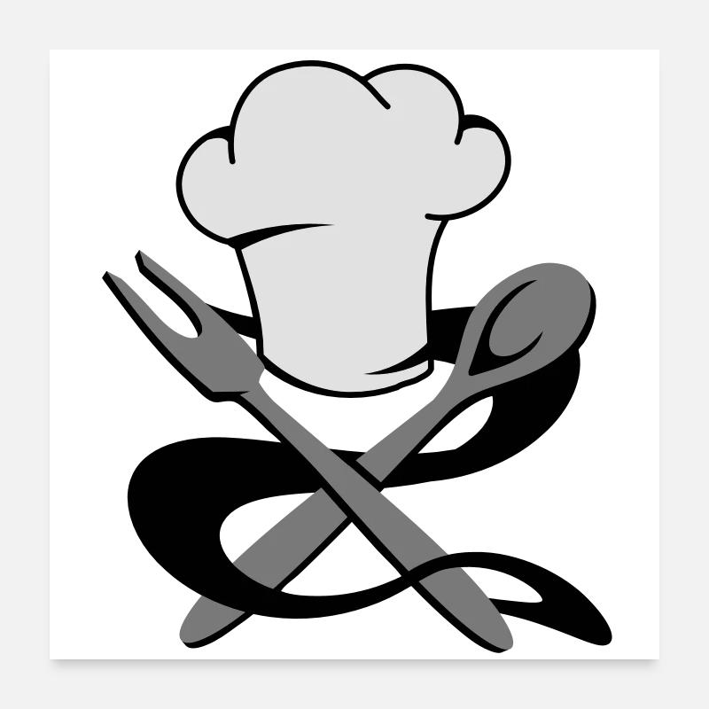 A chef's hat with spoon and fork Poster 24" x 24" (60x60 cm)
