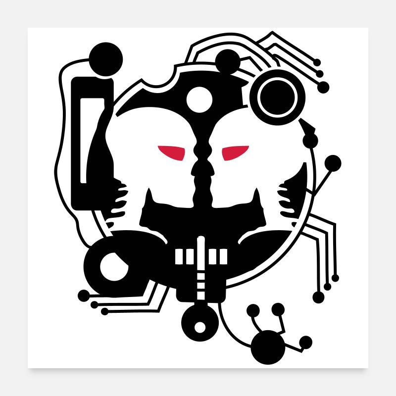 Circuit Cyber Love avec deux cyborgs Poster 60 x 60 cm