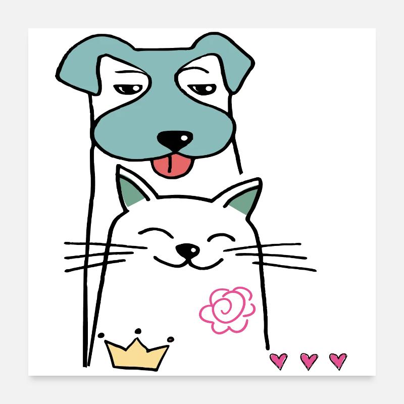 Dog and cat Poster 24" x 24" (60x60 cm)