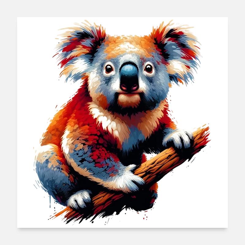 Koala - Poster 60x60 cm - Weiß