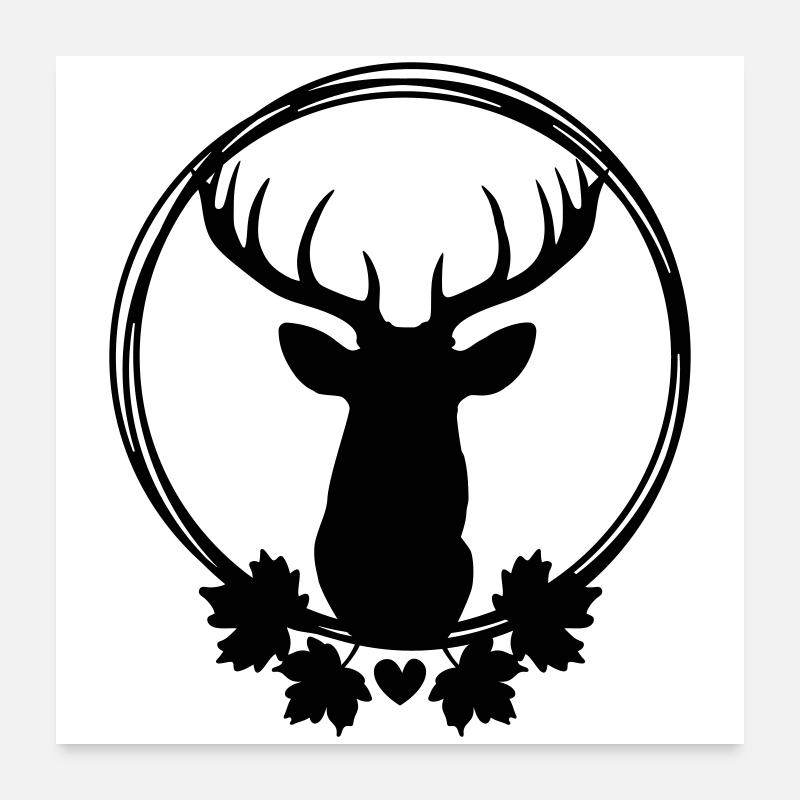 Kranz mit Hirsch Poster 60x60 cm