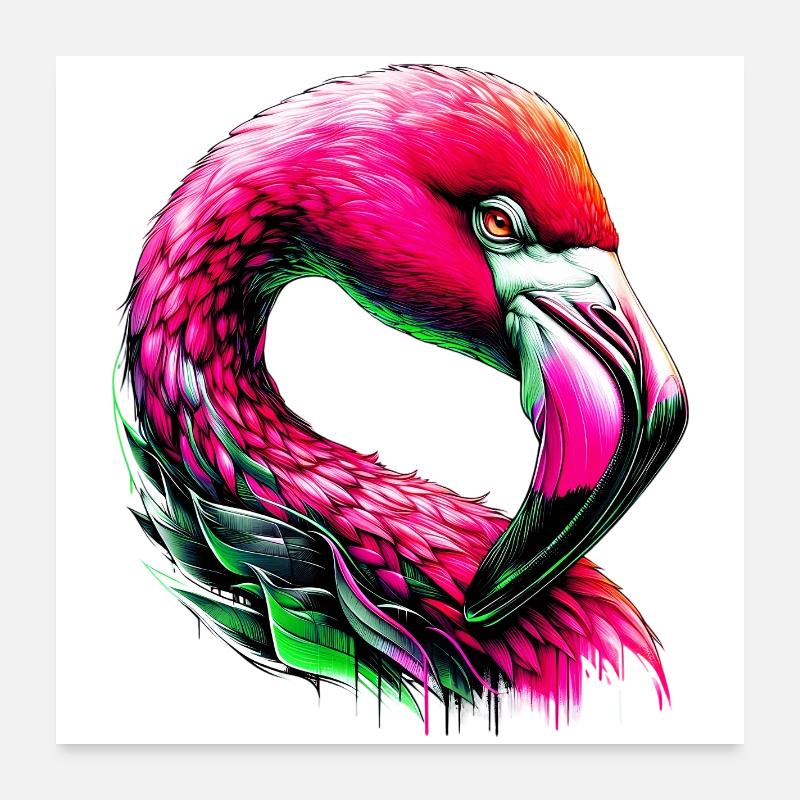 Flamant Poster 60 x 60 cm